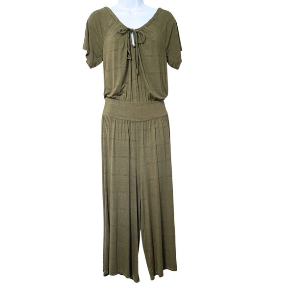 Sundance Felicity Jumpsuit Womens Size XS Army Green Wide Leg Comfy Stretchy - Picture 1 of 13